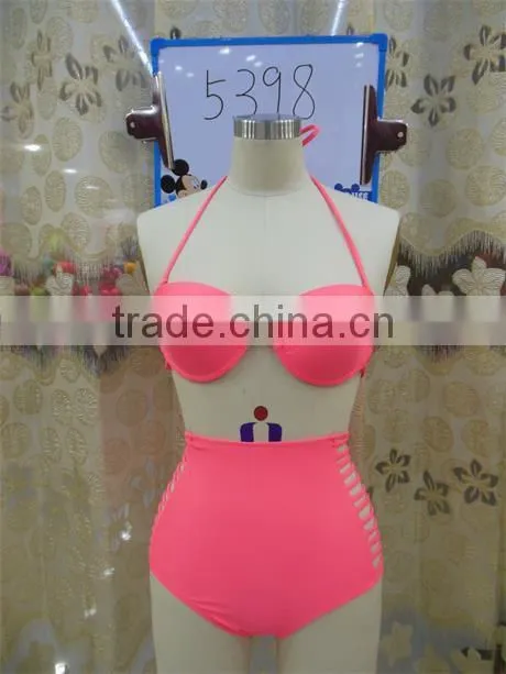 2016 new arrival flower printed retro high waist bikini
