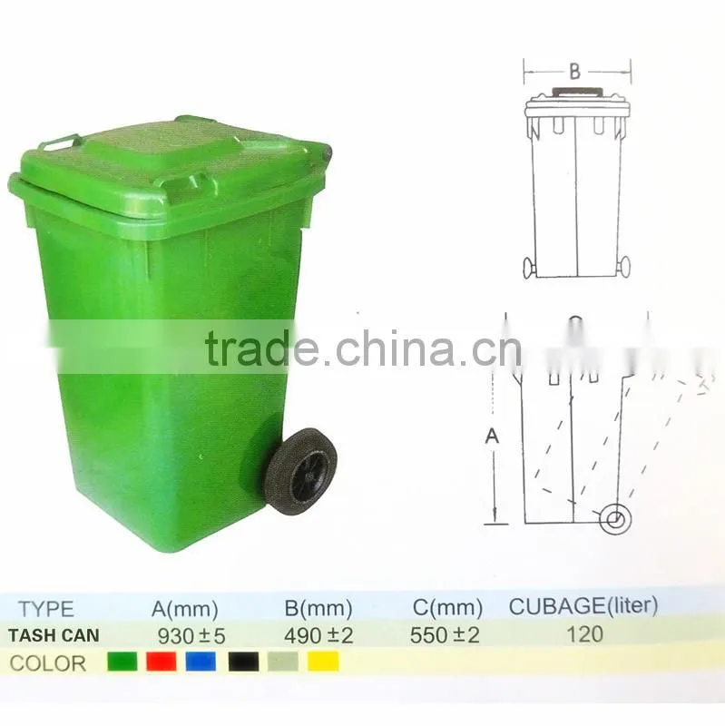 large dustbin plastic open top trash bin