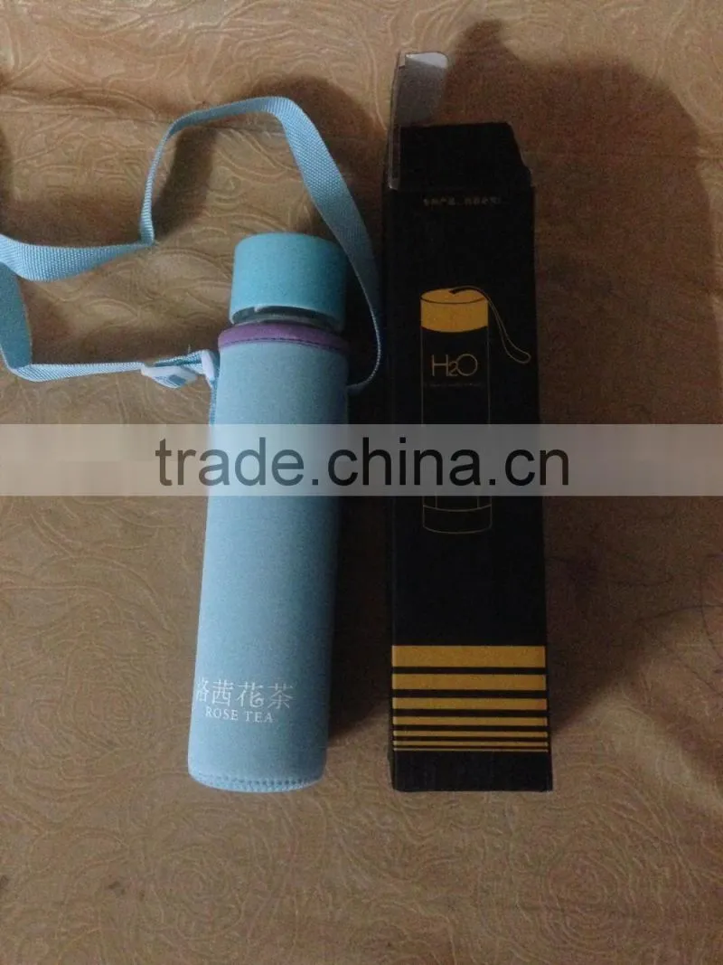 Glass Water Bottle - Eco-friendly Borosilicate Glass, No BPA, PVC and Lead, with Portable Nylon Sleeve,
