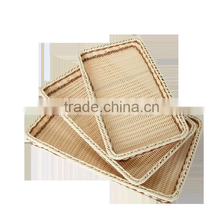 Environmently Supermarket plastic synthetic rattan fruit display tray