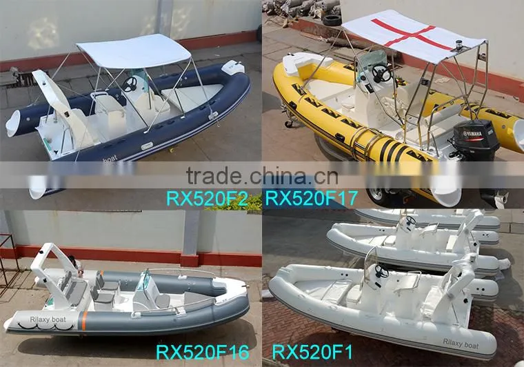 China manufacturer made new 17ft RIB rigid hypalon inflatable sport fishing boats for sale with Japan outboard engine motor