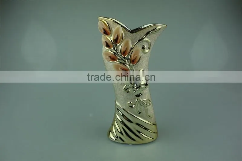 ceramic vases,decorative ceramic vases for hotels,ceramic eletro-plated golden vases