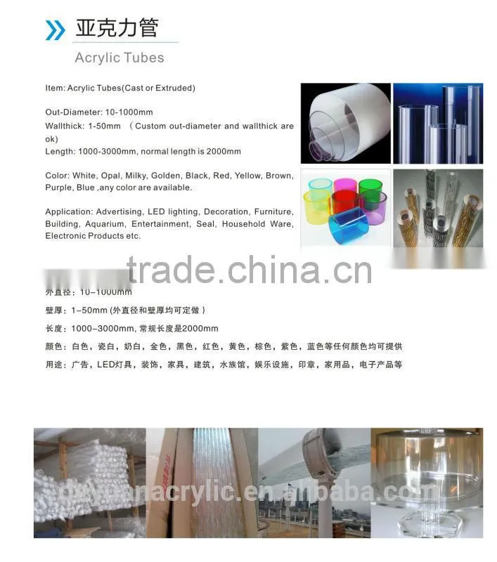 High transparent acrylic tube/Cast or Extruded Acrylic Tubes