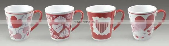Set of 3 porcelain tea cup set with decal printing