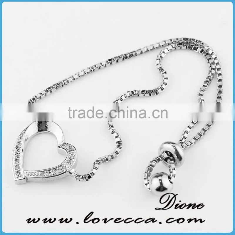 European style silver adjustable micro pave bracelet