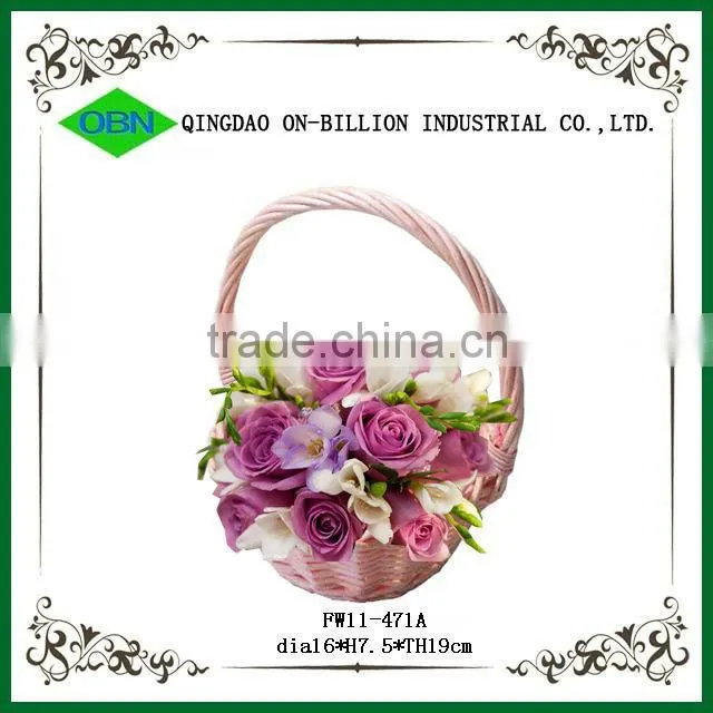 Cheap wicker decorate flower girl basket wedding