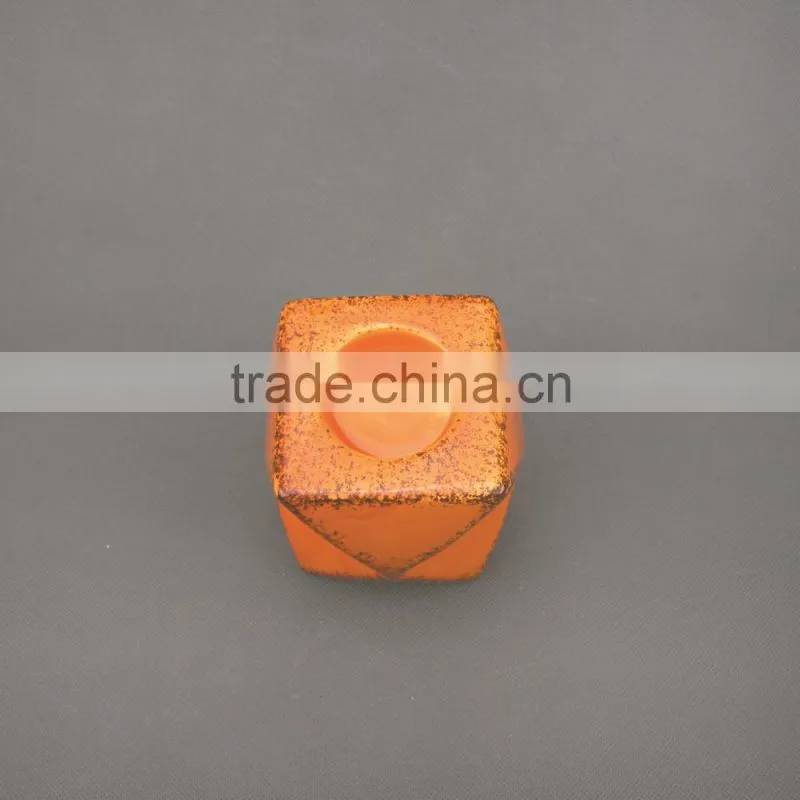 Home Decorative Table Top Elegant Orange Ceramic Tealight Candle Holders