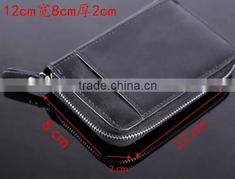 RFID protection men leather passport holder mobile phone card holder