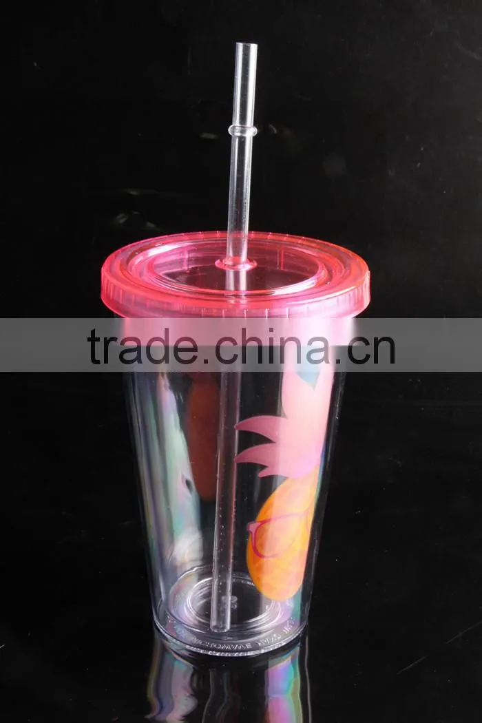 with lid and straw bpa free single wall clear plastic tumbler