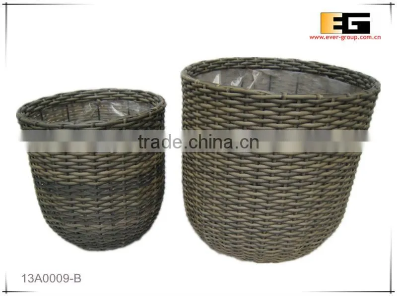 PE/plastic rattan with liner flower baskets
