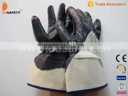 DDSAFETY Big Discount Dark Blue Nitrile Coated Cotton Hard Work Industrial Gloves