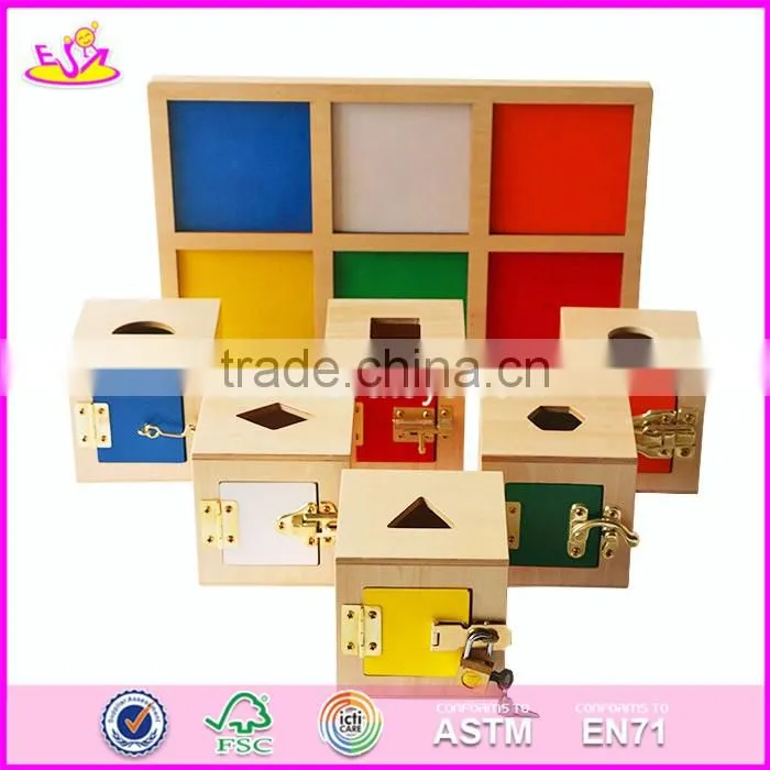 2017 New design children educational blocks box wooden best montessori toys W12F002