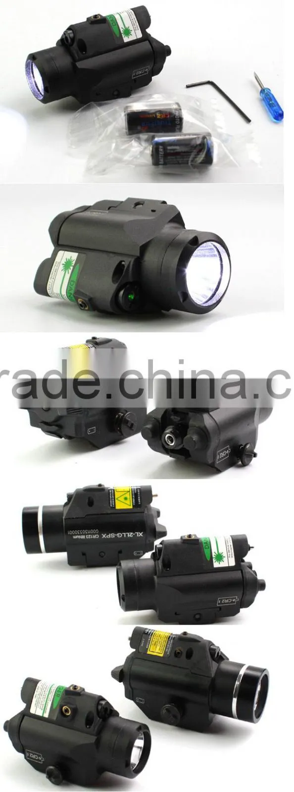 Compact Glock Pistol and Full Size Handgun Fittable Subzero Work Aluminium Tactical 220 Lumens LED Light with Green Laser Sight