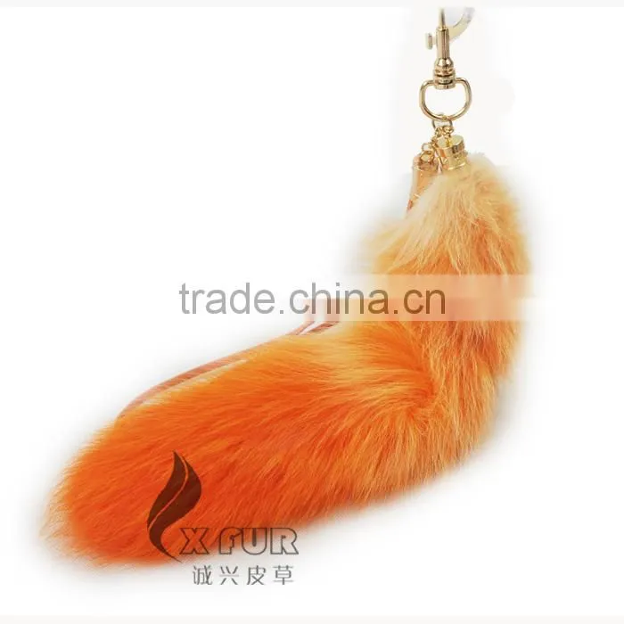 CX-R-25C Wholesale Good Quality Cute Custom Dyed Fox Tails Keychain