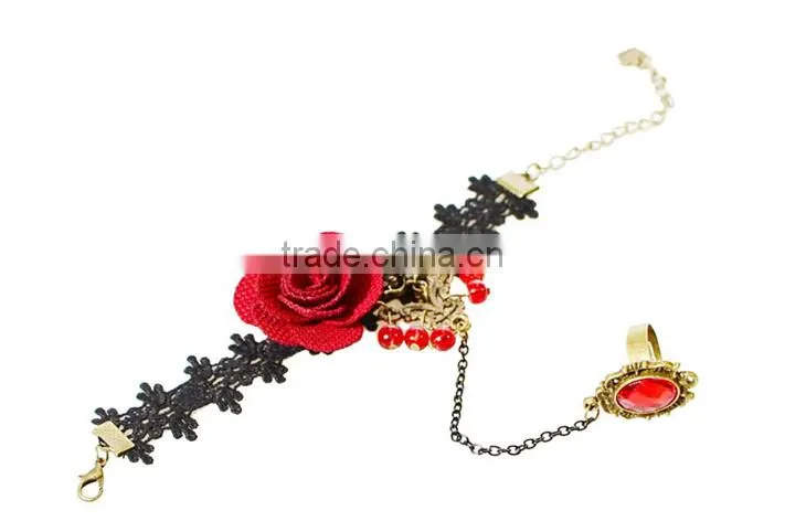 American heart diamond lace bracelet&ring sets antique palace crystal ring set with bracelet
