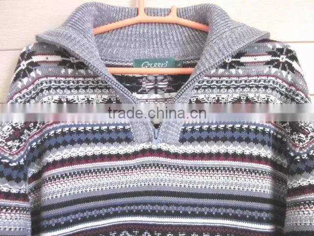 2016 New Design 100% Wool Shrug Men's Intarsia Heavy Winter Sweaters
