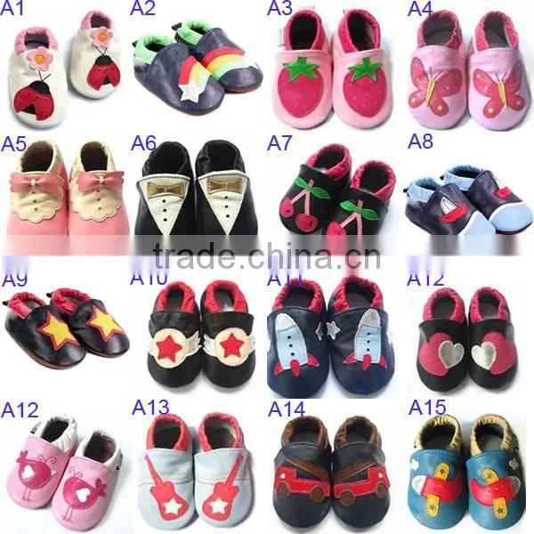 wholesale 2014 shenzhen factory soft sole leather baby shoes
