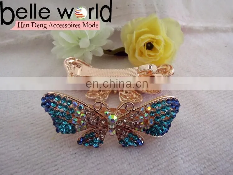 3 Designs Women's Rhinestone Butterfly Barrette Clip