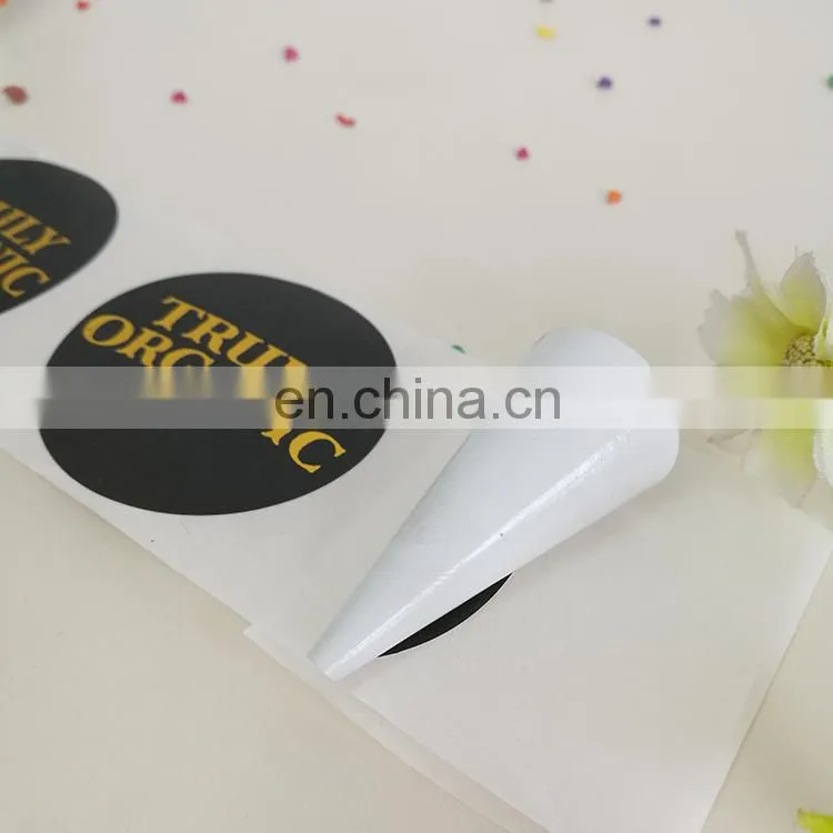 China manufacture custom gold stamping sticker colorful printed round plastic sticker