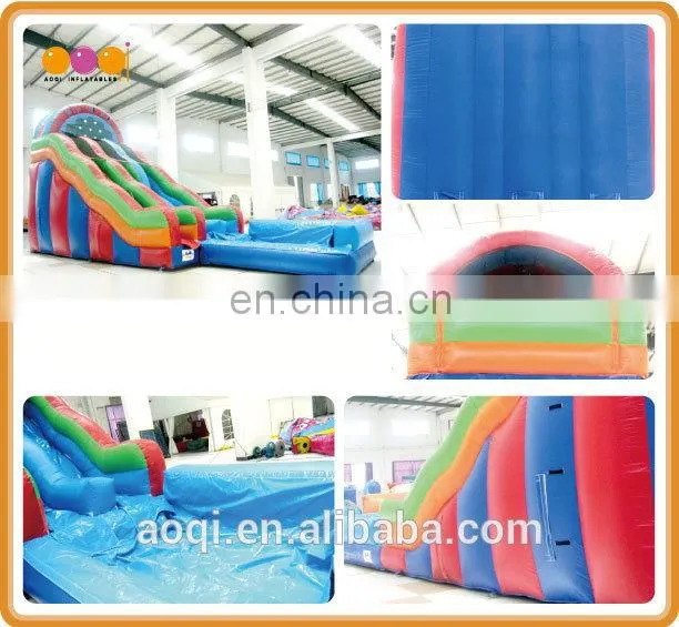 AOQI hot sale with free EN14960 certificate inflatable pool water slide colorful pvc tarpaulin inflatable water slide for sale