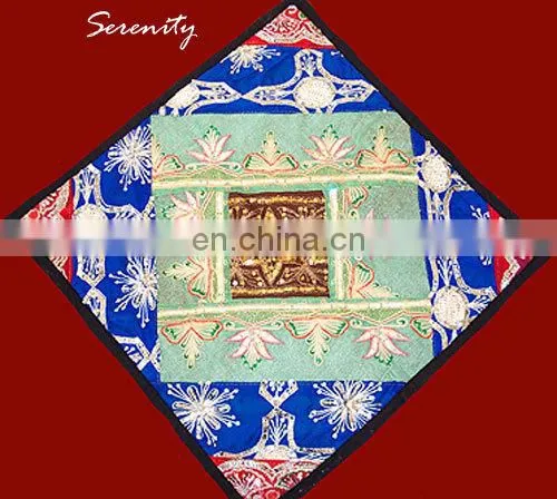 Indian Handmade Designer applique work cushion cover