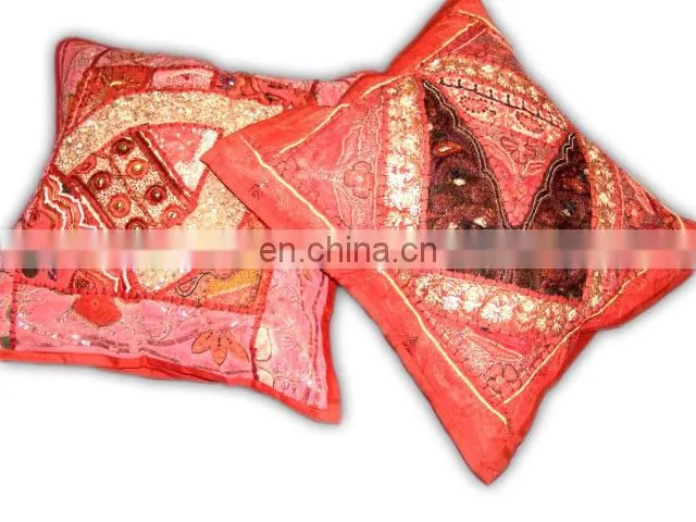 Sequins Patches Cushion Cover, Chikan work Cushion Cover