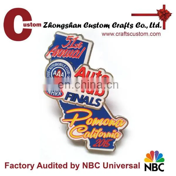 custom printed logo enamel metal hat badge