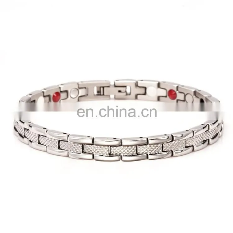 Silver and gold plated stainless steel magnetic bracelet powerful mens magnetic therapy bracelet
