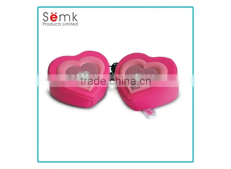 Promotional gifts portable heart shaped bluetooth stereo speakers