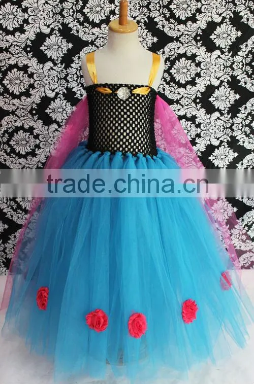 Frozen Dress Elsa Costume Anna Dress With Flower And Crochet Top Dress
