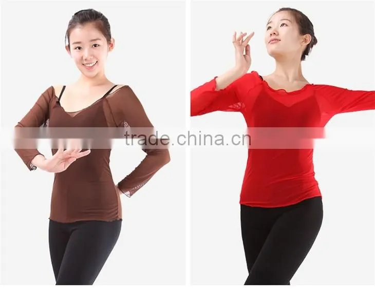 Factory Direct Sale Long Sleeve Stretchy Mesh Adult Dance and Yaga Top