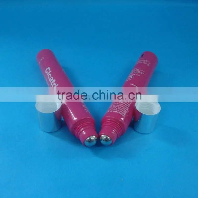 PE tube with metal roll on ball and UV coated screw cap