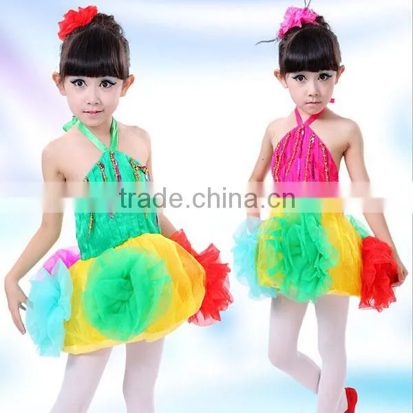 Hot New beautiful dance dress baby girls puffy dresses colorful flower girl dresses
