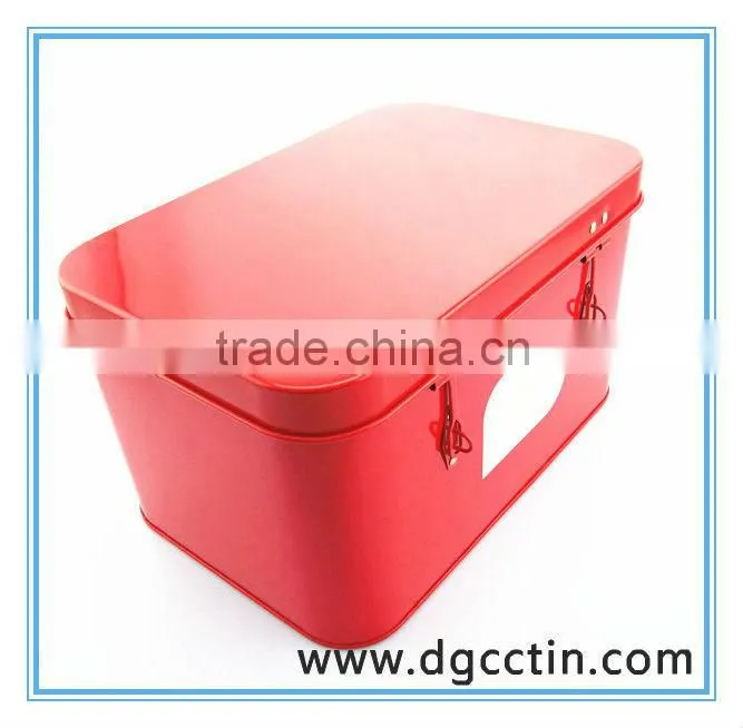 Big metal tin box with lock