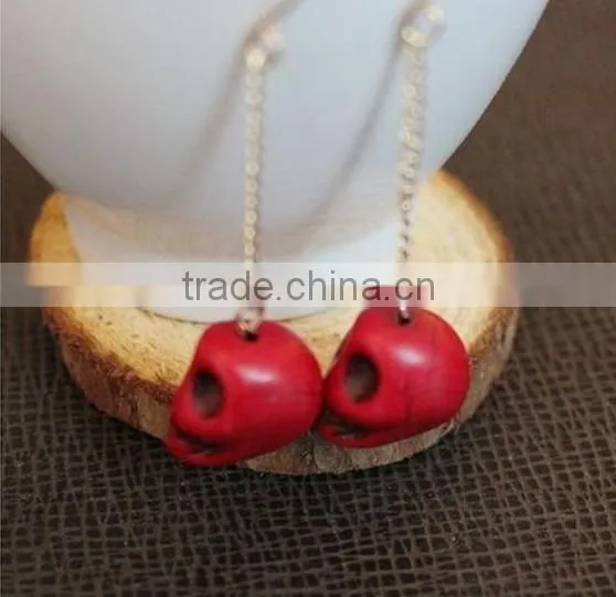 Wholesale hand carved South Jade human cute skull pendant earrings
