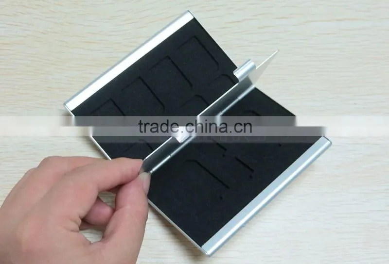 Aluminium Alloy EVA Sponge Memory Card Storage Box Protecter Case 2x for SD card, 2x TF Card, 4x SIM Card 4x Micro SIM Card