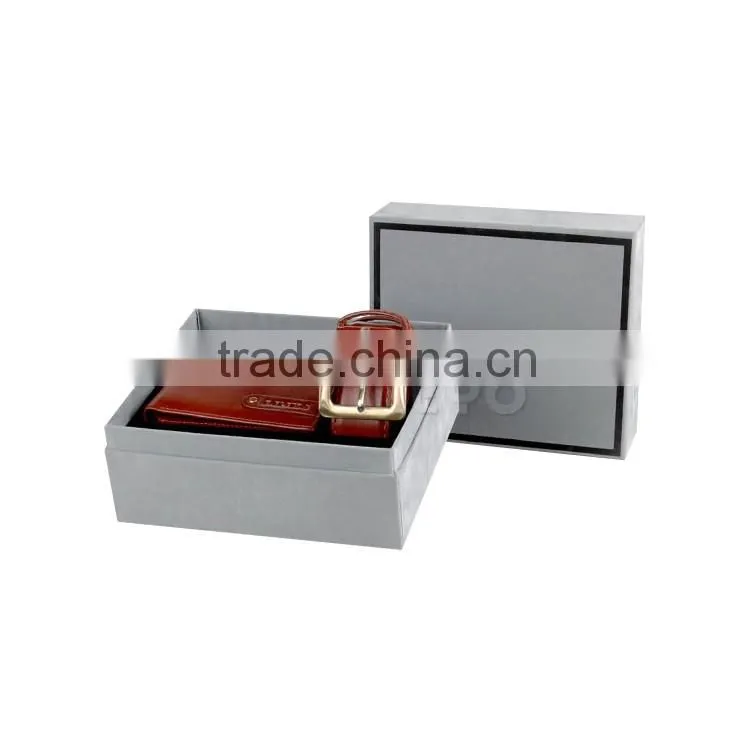 New designed leather wallet purse and PU leather belt birthday gift set