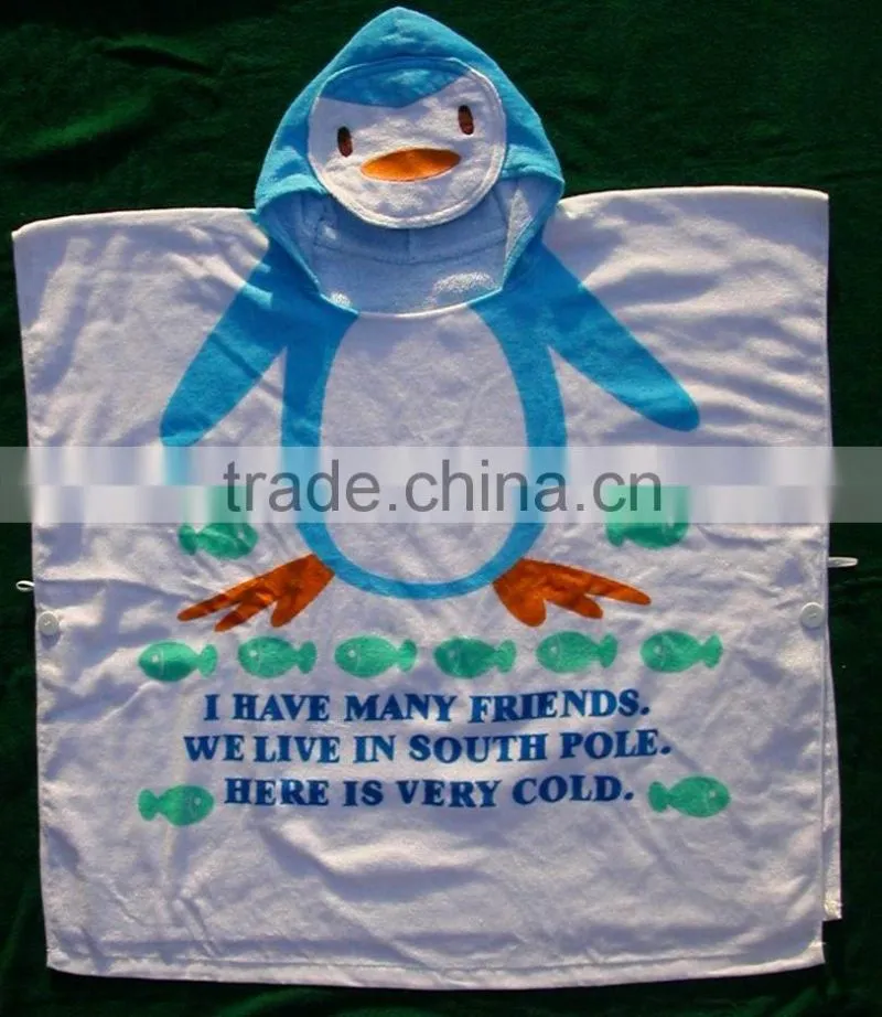 100% Cotton Soft Poncho Hooded Beach Towel