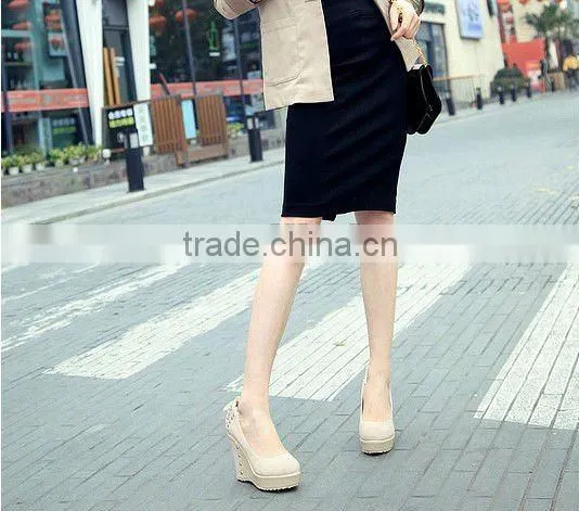 New Lacing Studs Wedge Heel Shoes Woman Wedgs XT12071608