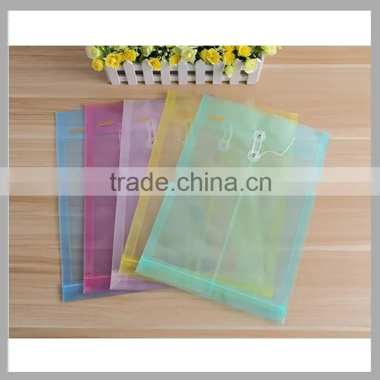 Transparent envelope shape clear bag pocket files plastic document bag with strings
