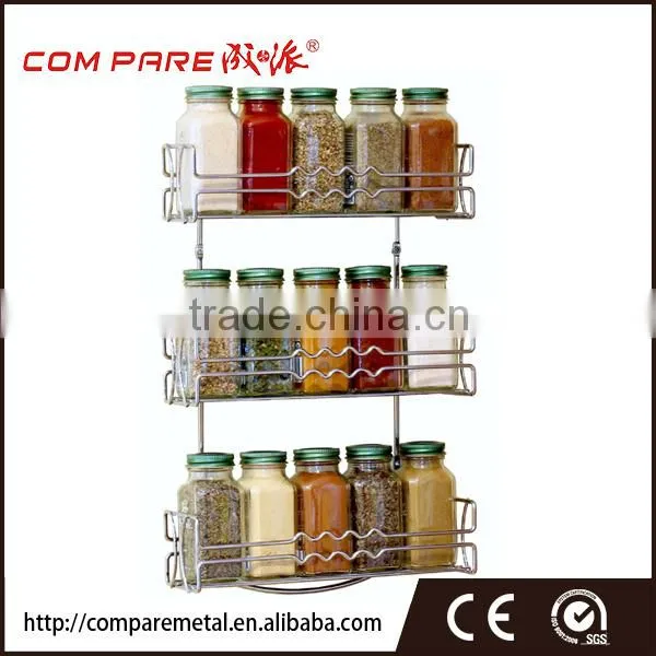 Kitchen chrome plated hanging spice jar rack