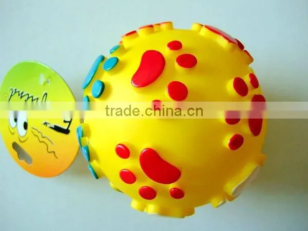 Dog Vinyl Ball Product --Ball with Pawprint,Squeak Toy Ball