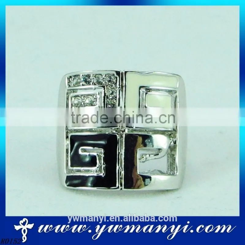2016 fashion colorful silver alloy four G unique ring silver jewelry R0152
