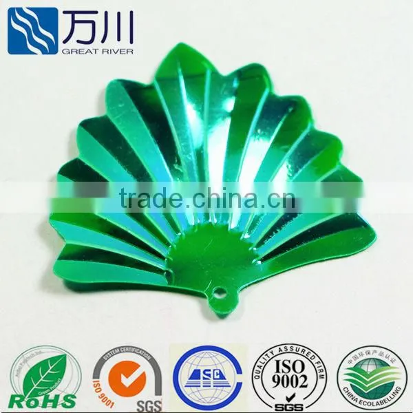 Hot sale popular green color fan-shaped sequin for table cloth weddings