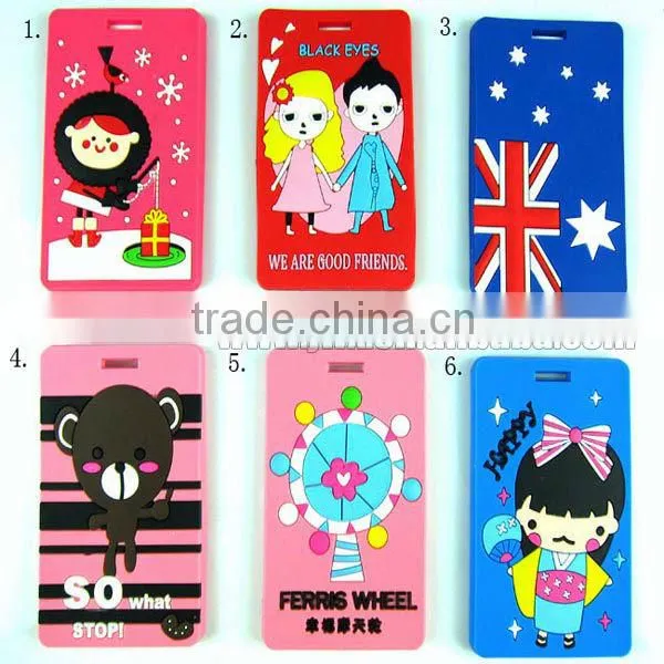 Custom design FDA Silicone embossed luggage tag blank name tag for promotion