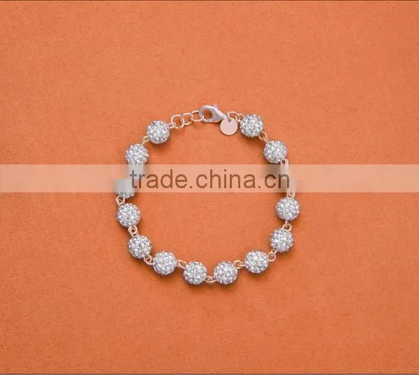 crystal ball sterling beads 925 sterling silver bracelet in stock