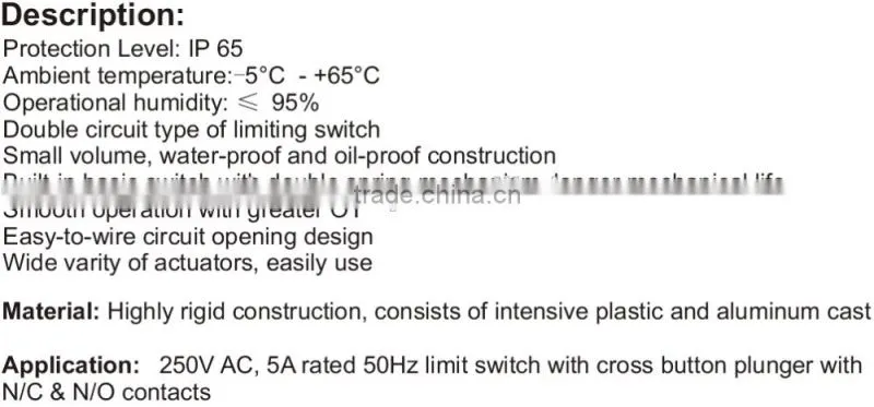 Limit Switch with Cross Button Plunger