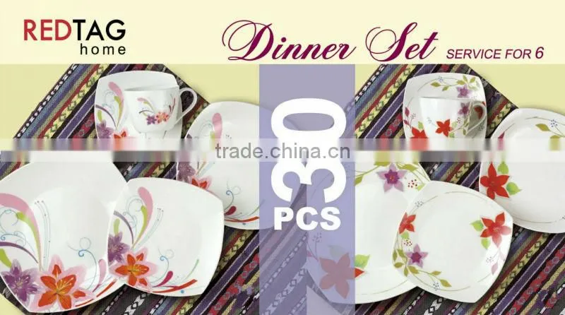 30pcs square porcelain dinner set