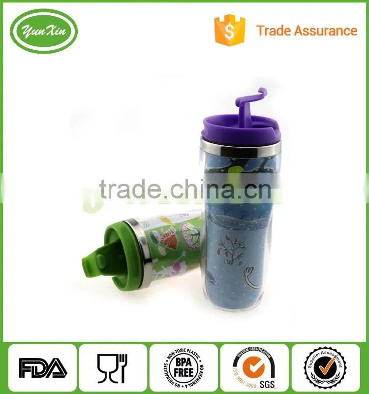 Promotional Double Wall Stainless Steel tumbler mug with newest advertising paper insert