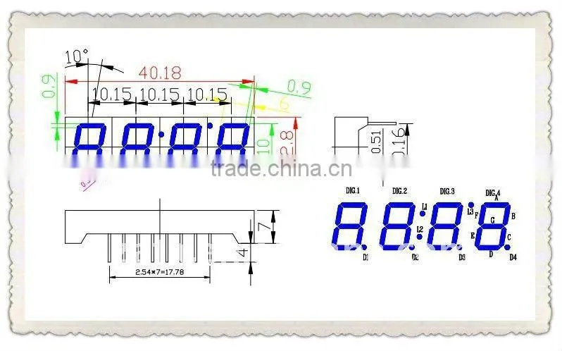 4 digits 7 segment led displays
